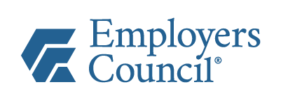 Employers Council logo in shades of blue, featuring a stylized 'E' next to the words 'Employers Council' with a registered trademark symbol.